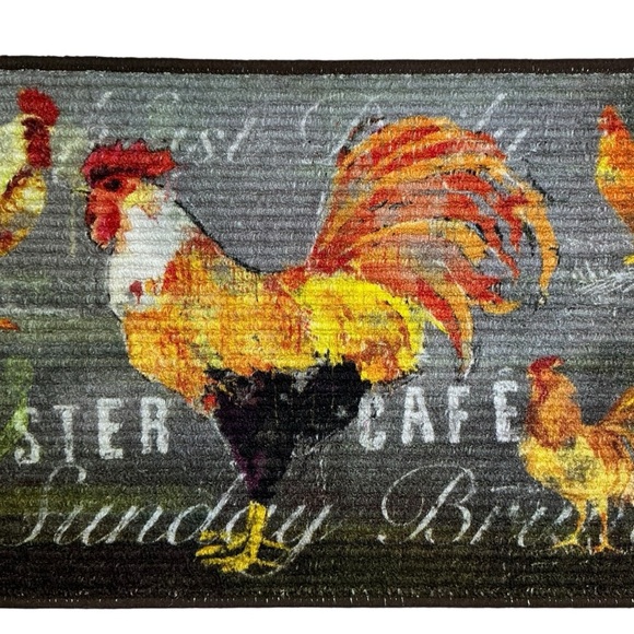 Apache Mills Rooster Café Accent Rug Made in Egypt Rectangle 17 x 30 in - Picture 4 of 16